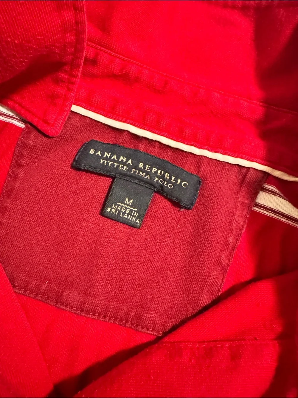 Banana Republic Red 100% Cotton Polo with White Stripes Size M